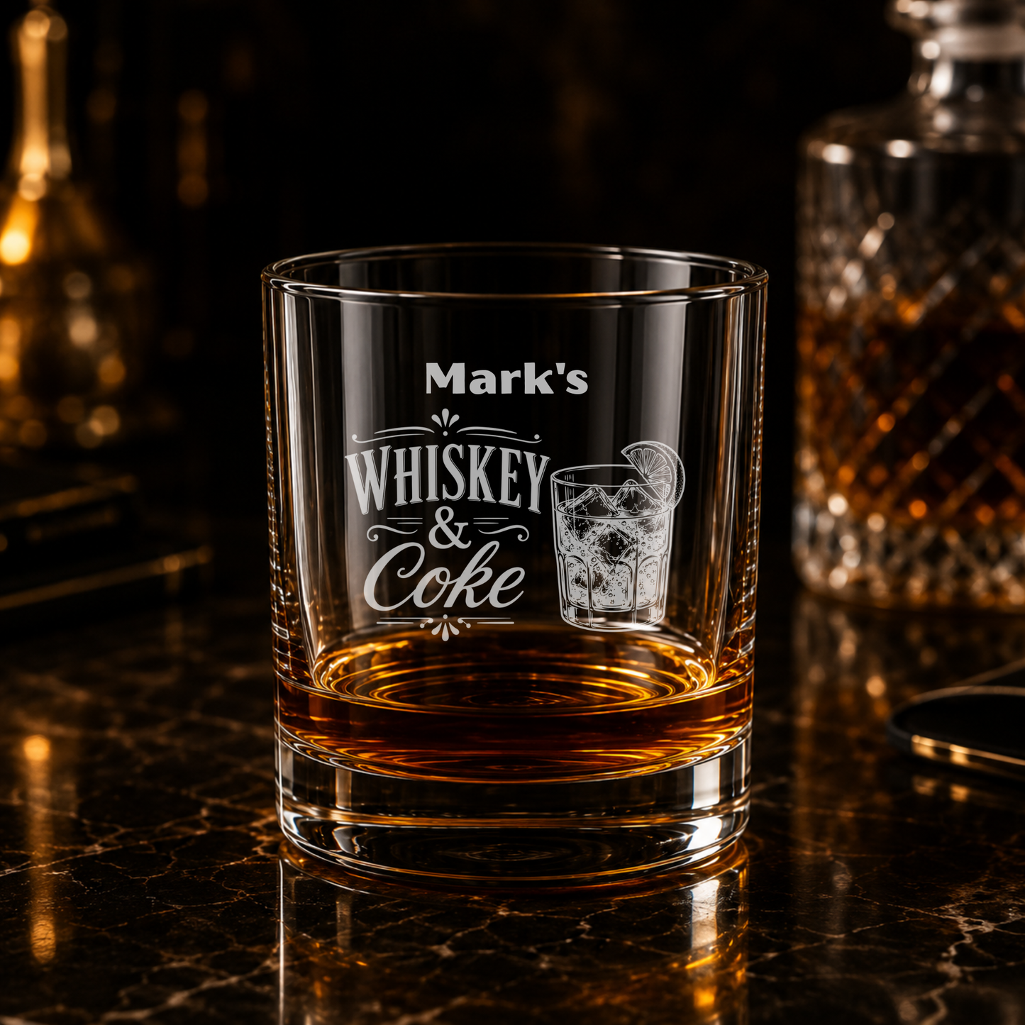 Personalised Engraved Whisky & Coke Glass – Custom Name Whisky Tumbler Gift