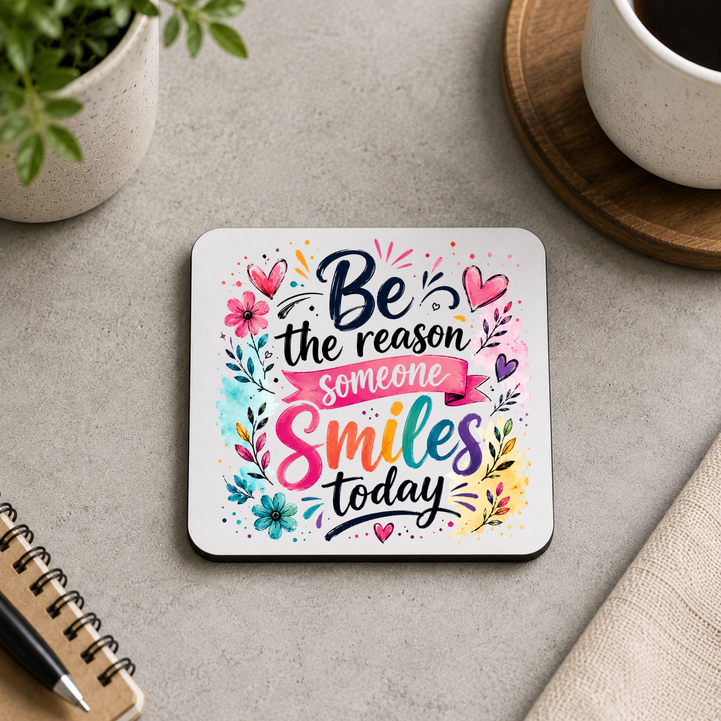 Inspirational MDF Coaster – Be the reason someone smiles today