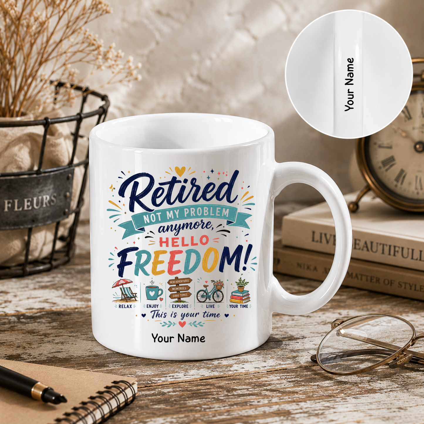 Personalised Retirement Mug – Double Name Personalisation