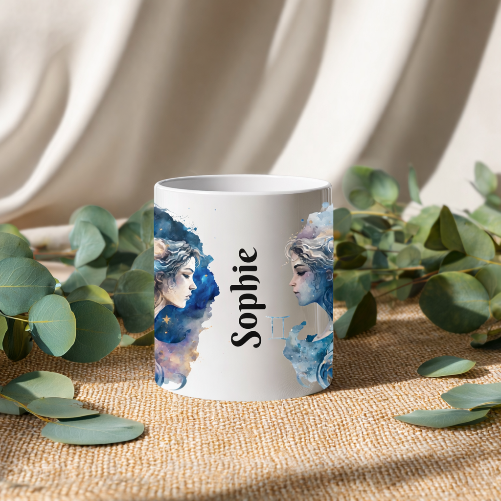 ♊ Personalised Zodiac Mug – Gemini Design