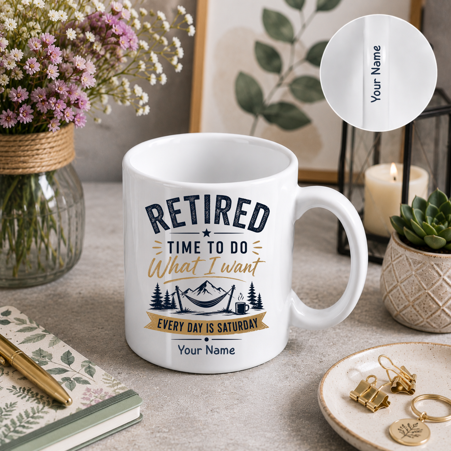 Personalised Retirement Mug – Double Name Personalisation