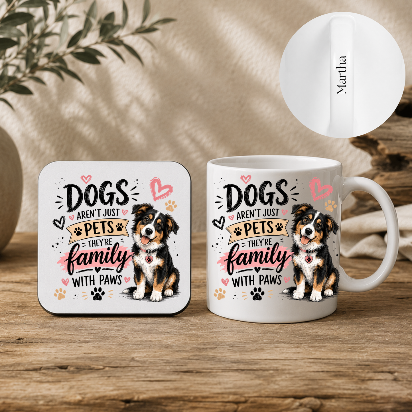 Dog aren't just a pet - Personalised Dog Lover Mug & Coaster Gift Set 🐾❤️