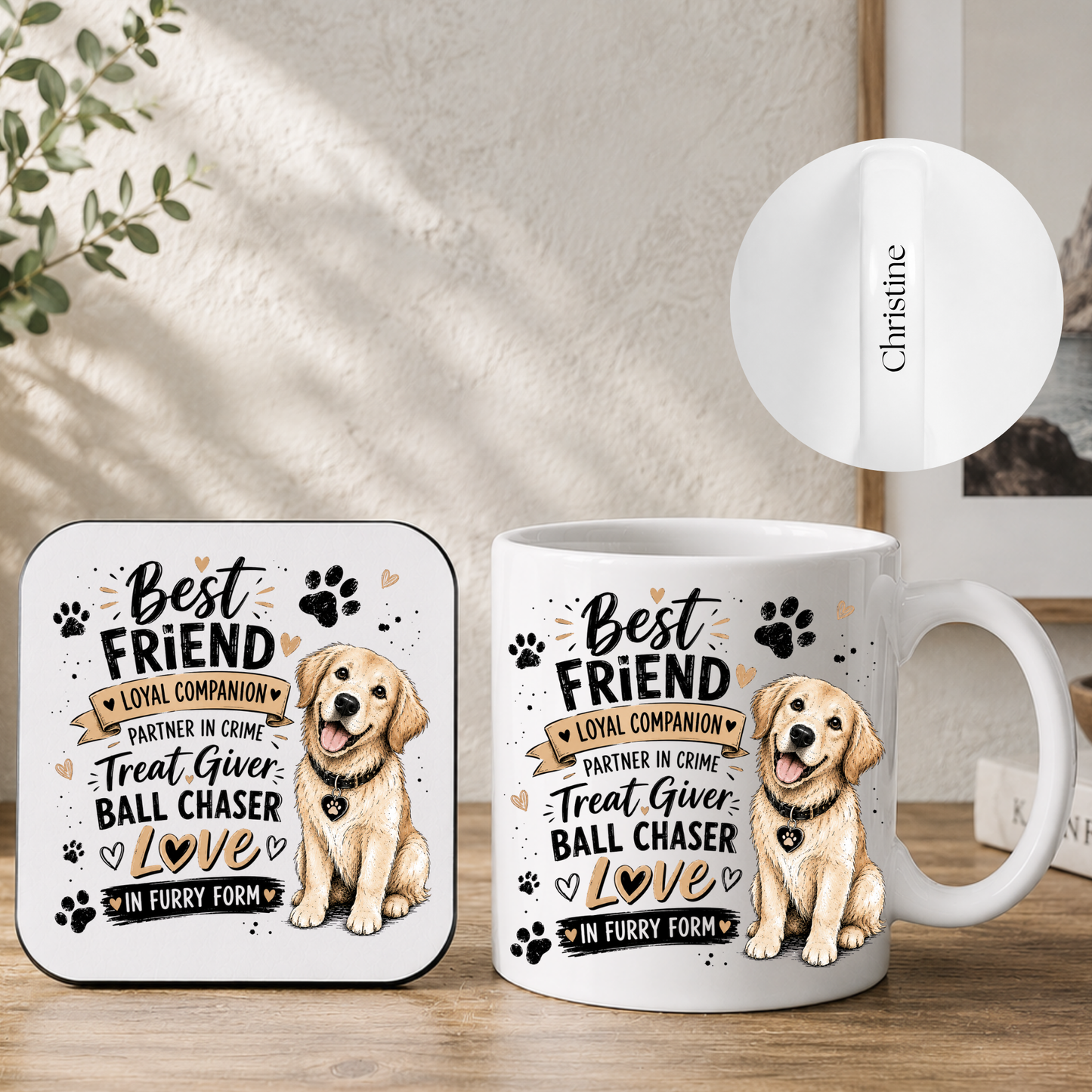 Best friend - Personalised Dog Lover Mug & Coaster Gift Set 🐾❤️