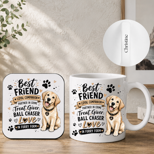 Best friend - Personalised Dog Lover Mug & Coaster Gift Set 🐾❤️