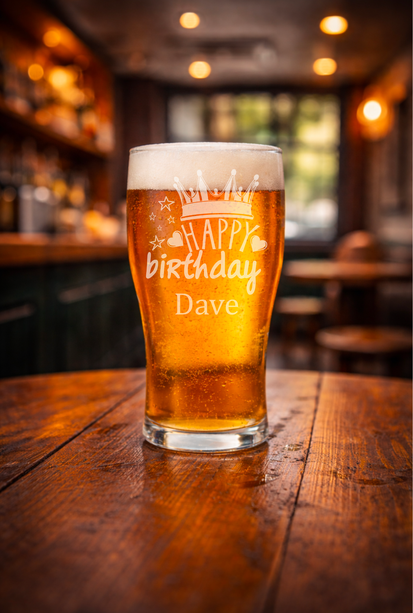 Personalised Birthday Pint Glass – Custom Engraved Beer Glass