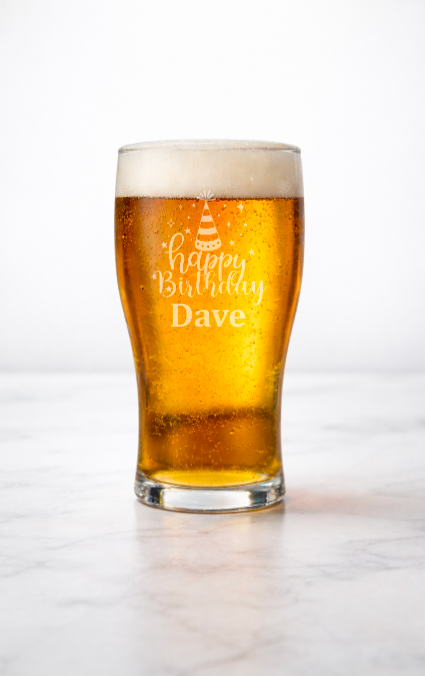 Personalised Birthday Pint Glass – Custom Engraved Beer Glass Gift