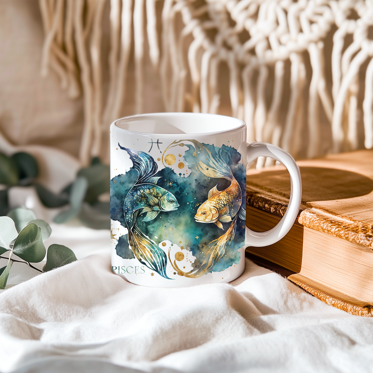 Personalised Pisces Zodiac Mug – Astrology Ceramic Mug with Name