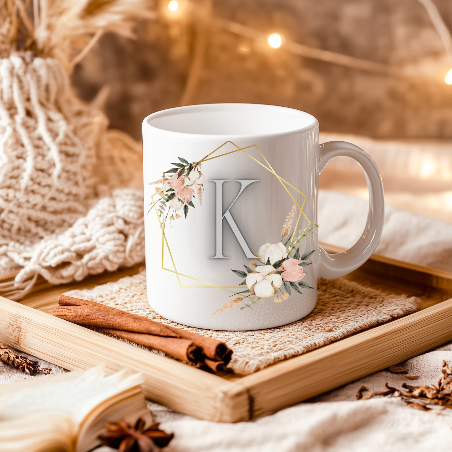 Personalised Floral Mug – Custom Name Gift
