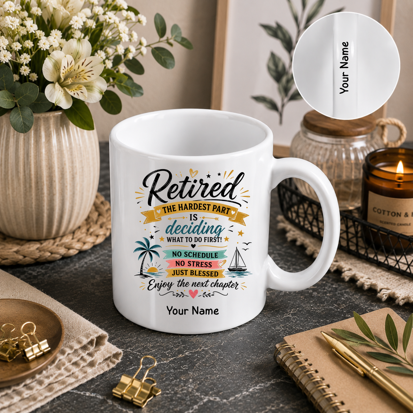 Personalised Retirement Mug – Double Name Personalisation