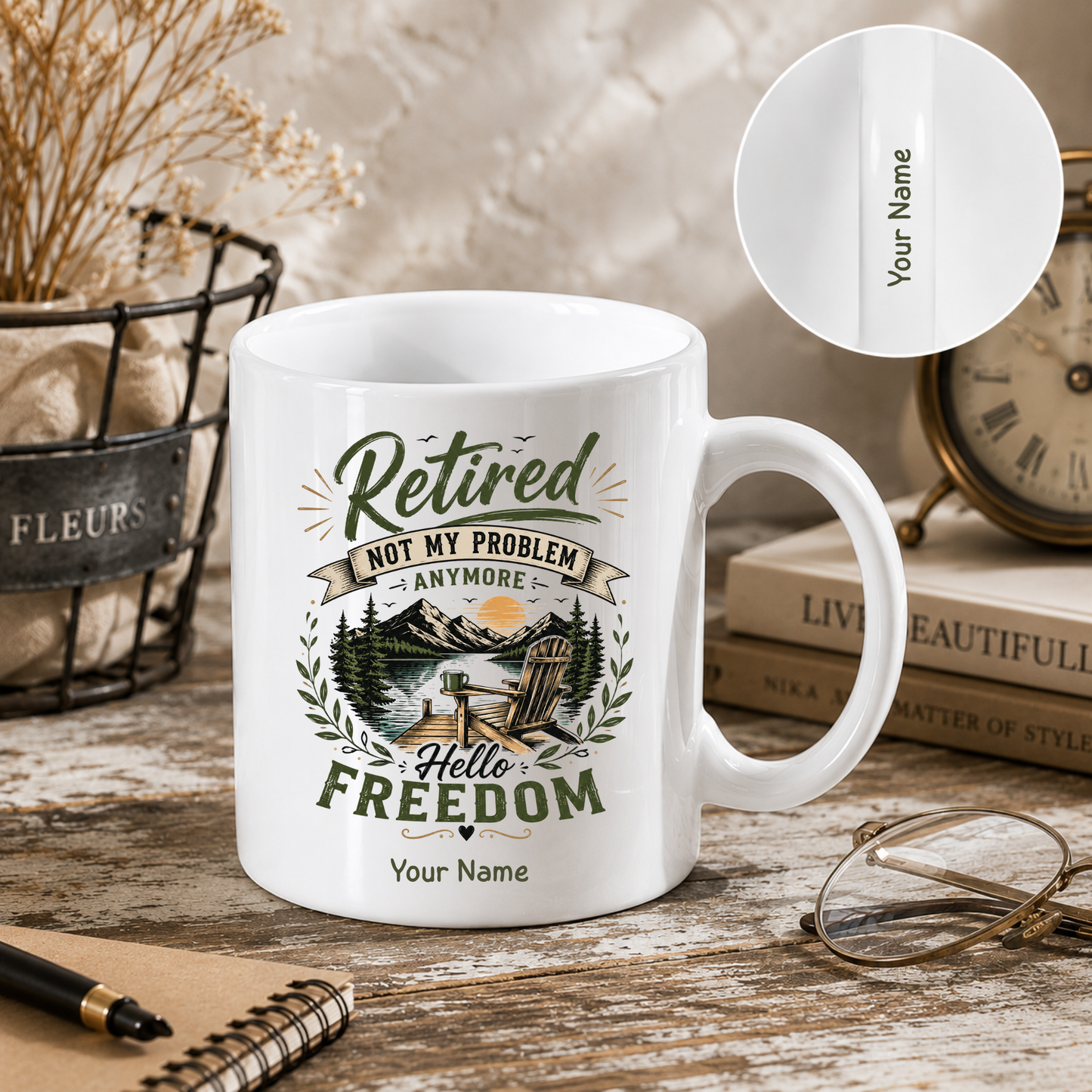 Personalised Retirement Mug – Double Name Personalisation