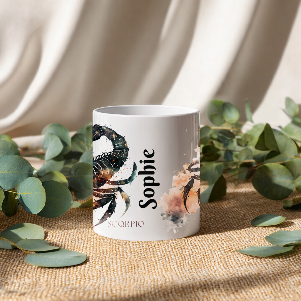 🦂 Personalised Zodiac Mug – Scorpio Design