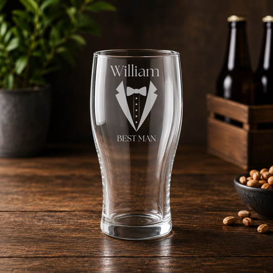 Personalised Engraved Best Man Pint Glass