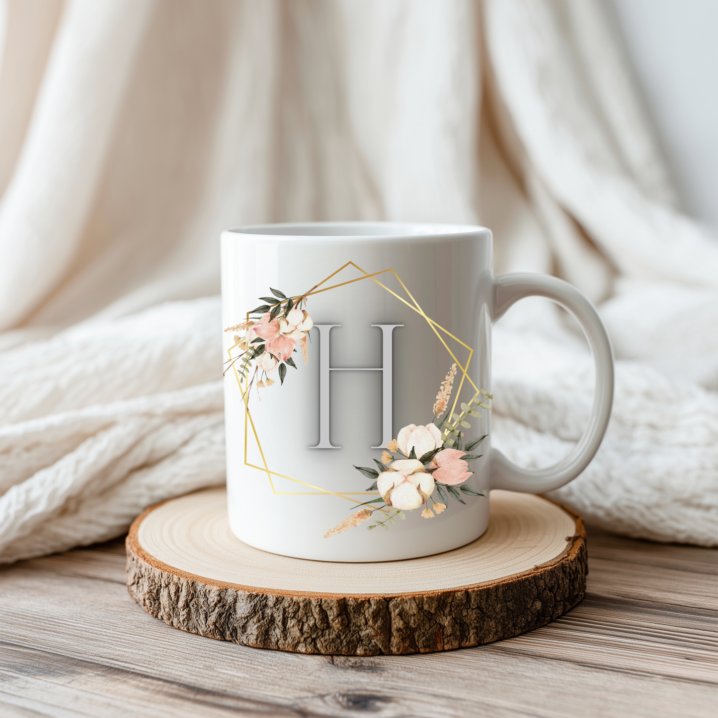 Personalised Floral Mug – Custom Name Gift
