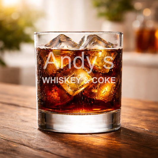 🥃 Personalised Whiskey Glass – “Whiskey & Coke”