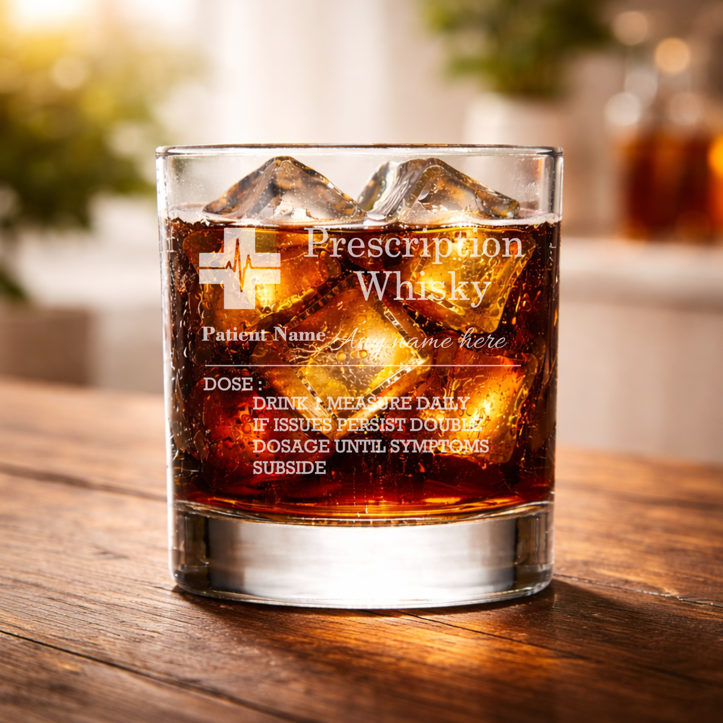 🥃 Personalised “Prescription Whisky” Engraved Glass