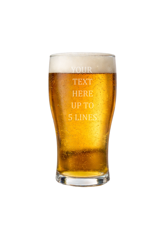 🍺 Personalised Beer Glass – Custom Text (Up to 5 Lines)