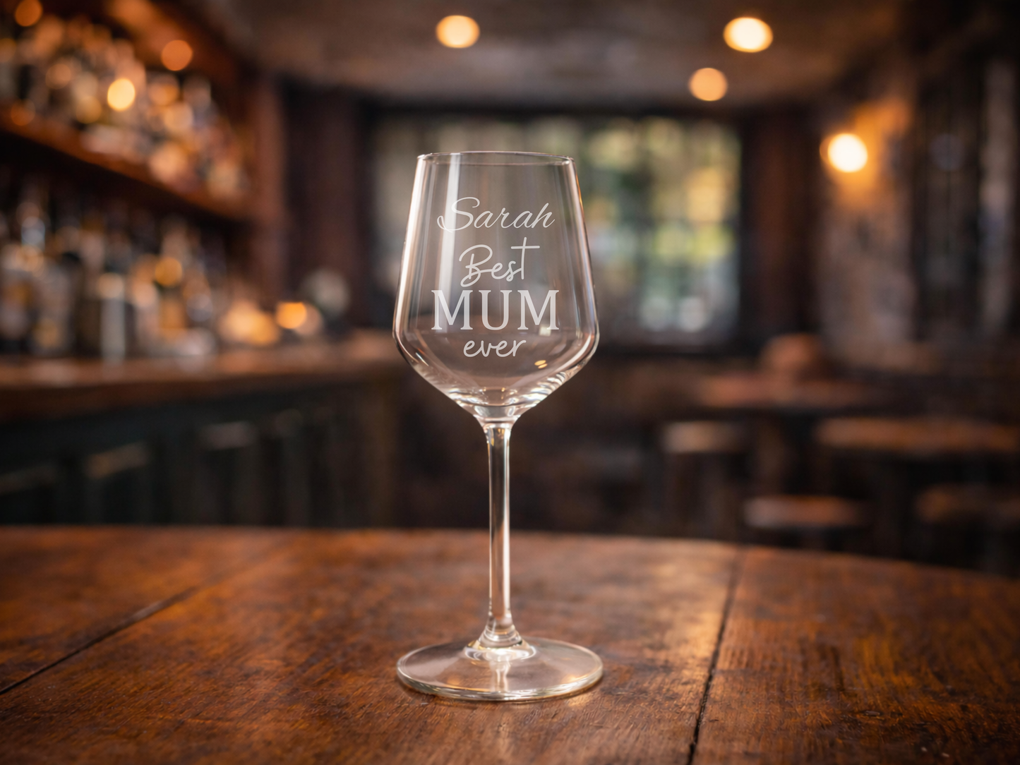 Personalised “Best Mum Ever” Wine Glass – Custom Engraved Gift for Mum