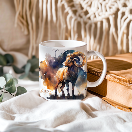 Personalised Aries Zodiac Mug – Astrology Ceramic Mug with Name