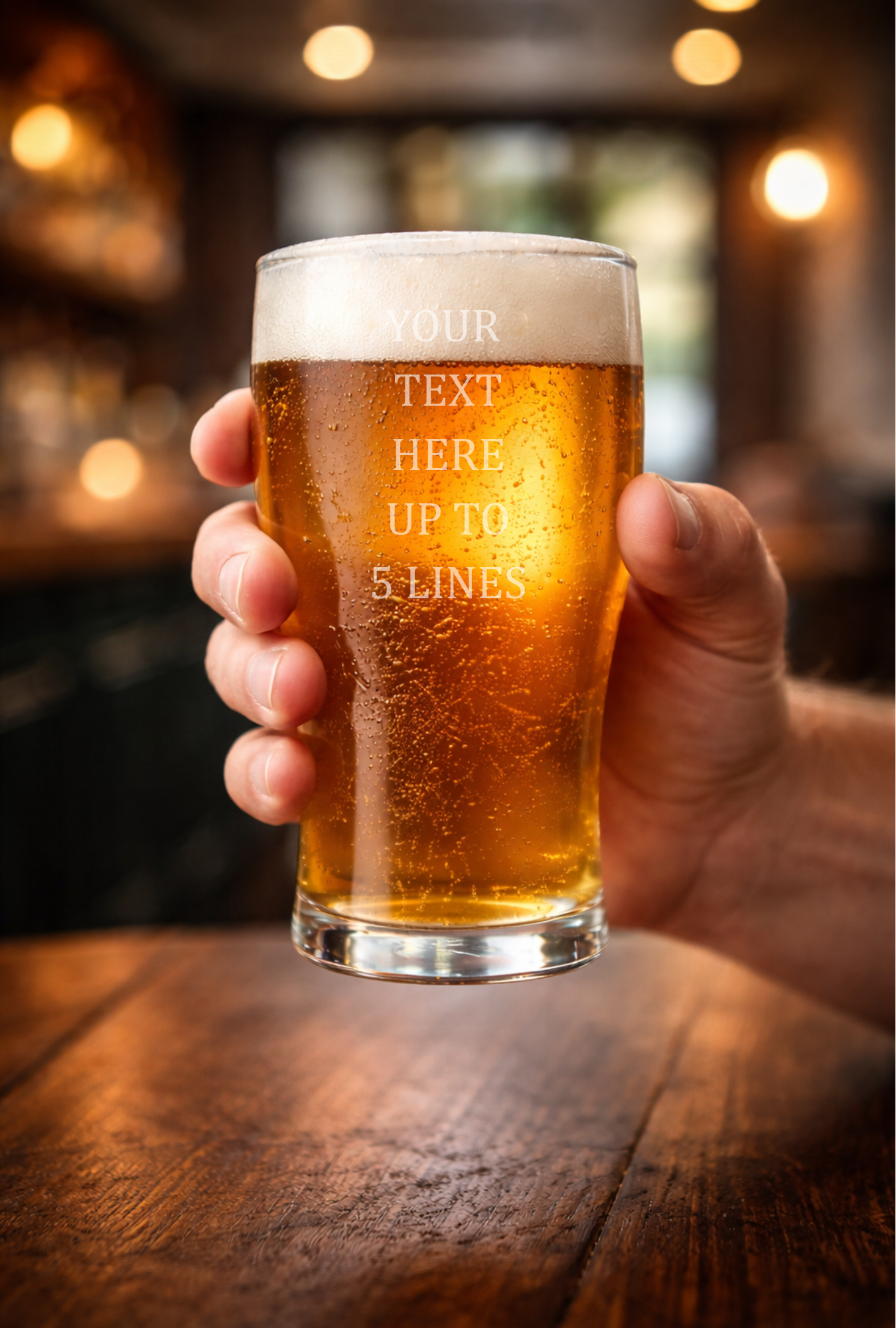 🍺 Personalised Beer Glass – Custom Text (Up to 5 Lines)