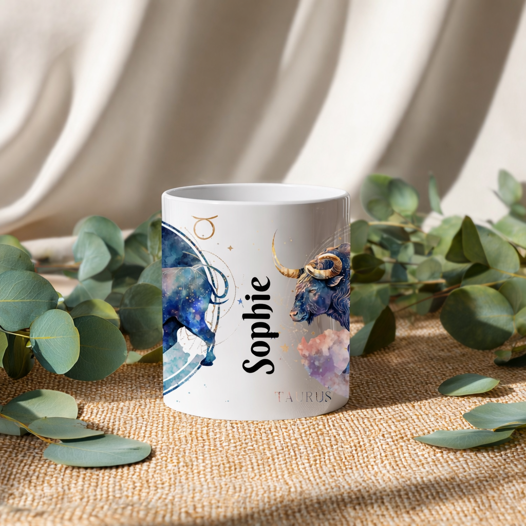 Personalised Zodiac Mug – Taurus | Astrology Ceramic Mug with Name