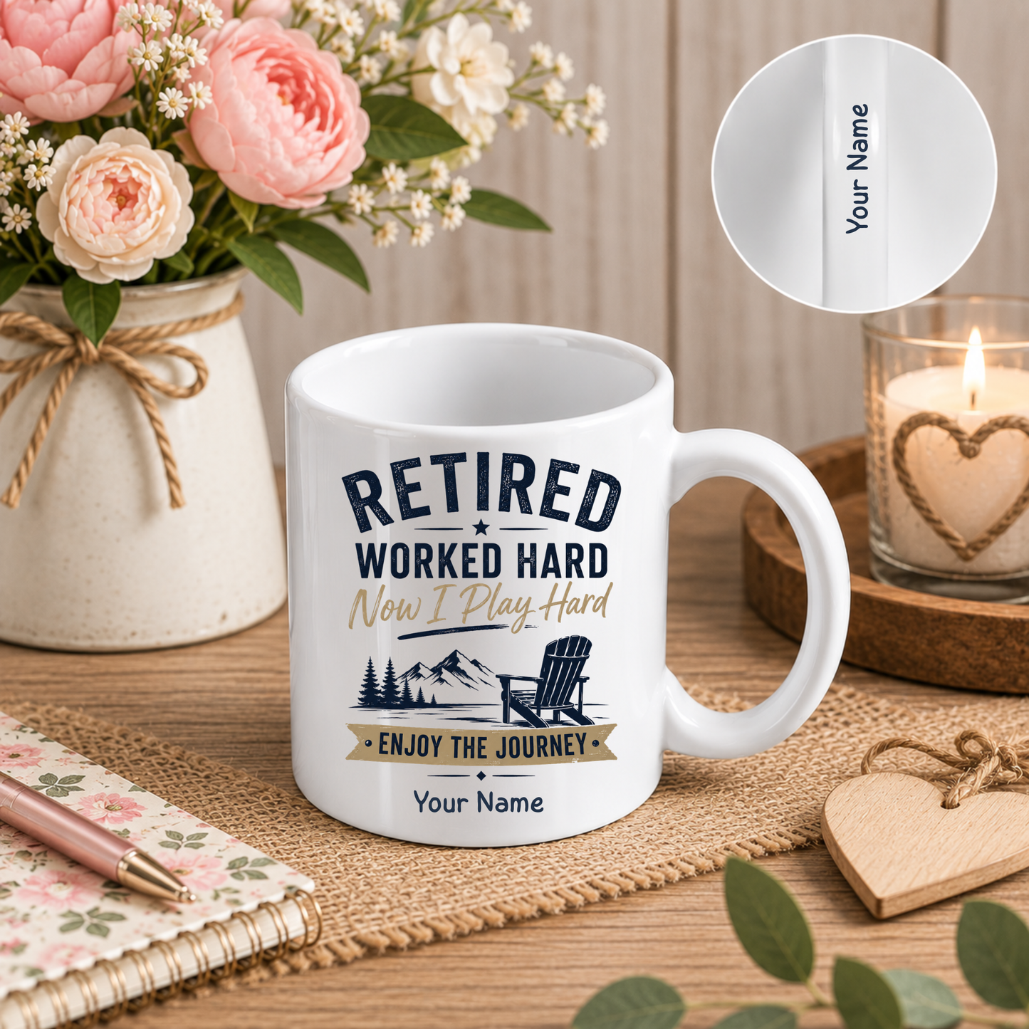 Personalised Retirement Mug – Double Name Personalisation