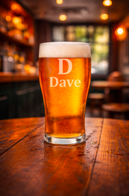 Personalised Pint Glass with Name – Custom Engraved Beer Glass Gift