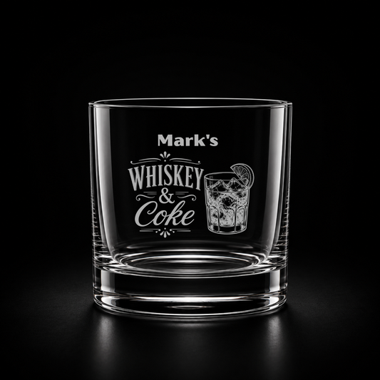 Personalised Engraved Whisky & Coke Glass – Custom Name Whisky Tumbler Gift
