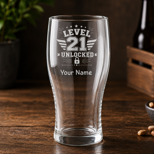 Level 21 Unlocked - birthday beer glass