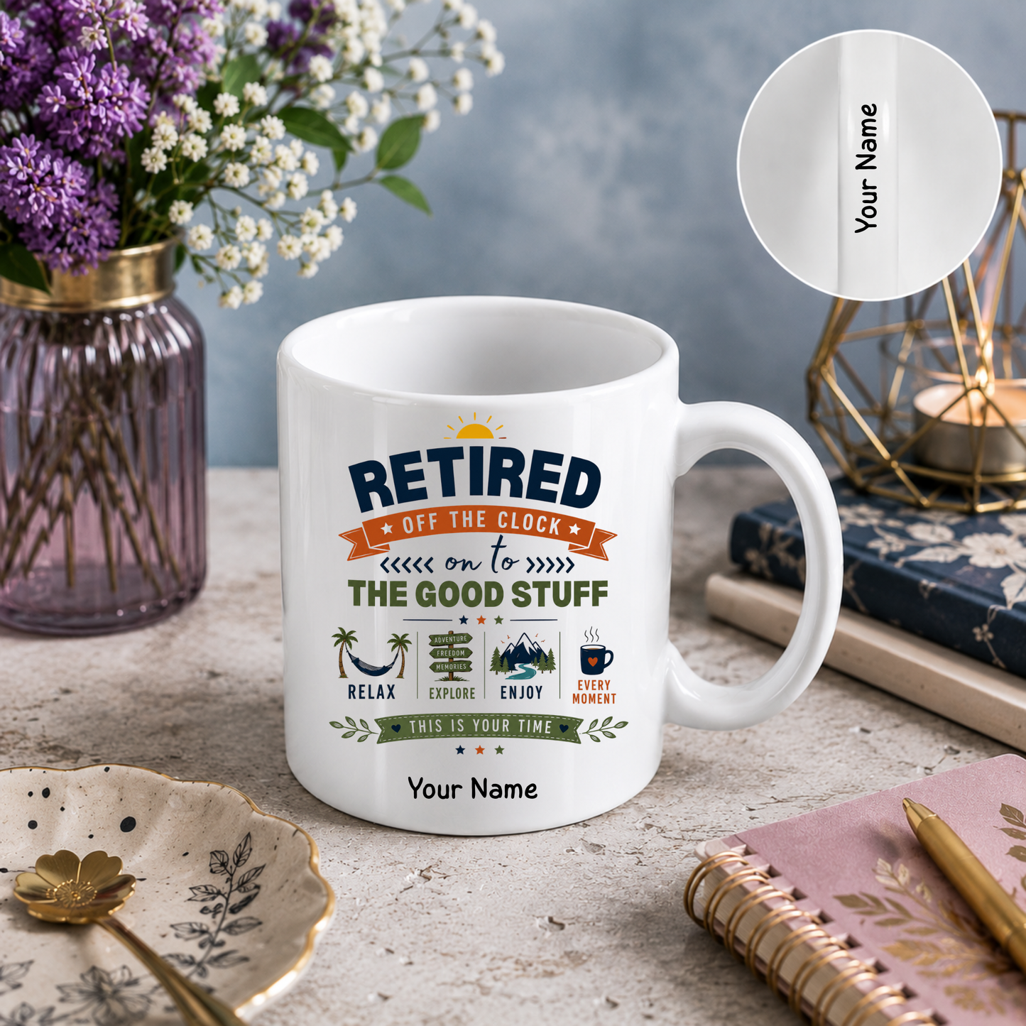 Personalised Retirement Mug – Double Name Personalisation