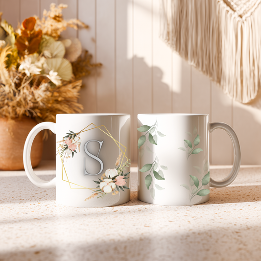 Personalised Floral Mug – Custom Name Gift