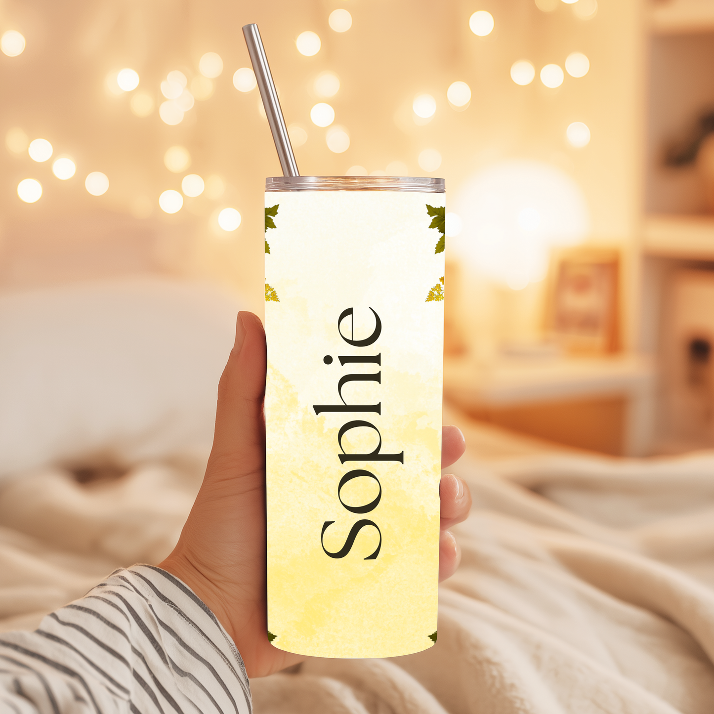 Personalised Sunflower 20oz Tumbler with Straw