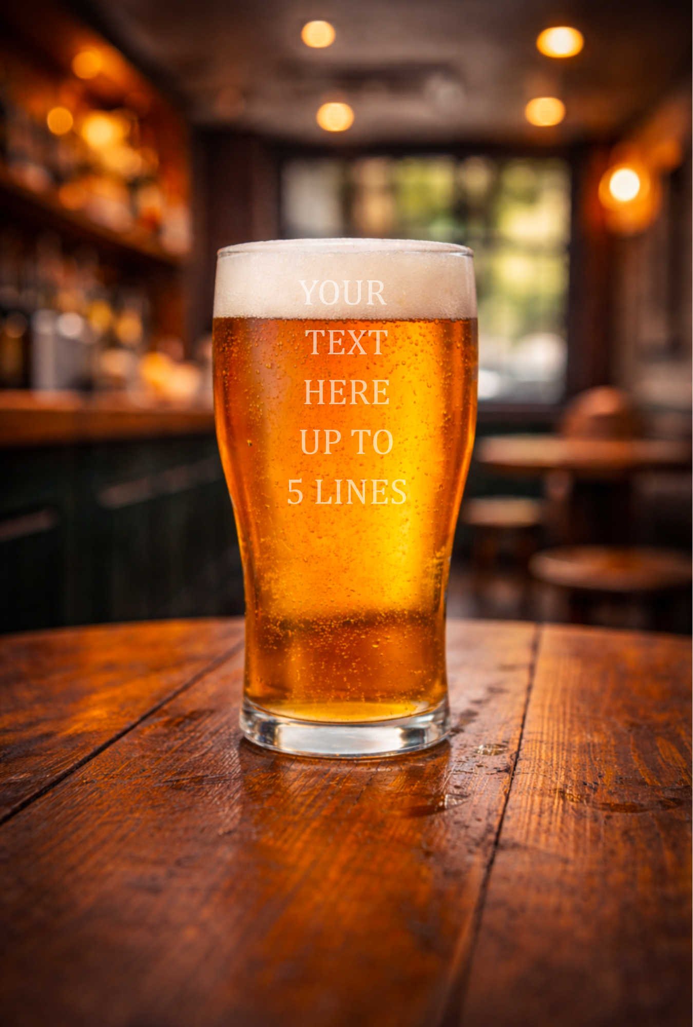 🍺 Personalised Beer Glass – Custom Text (Up to 5 Lines)