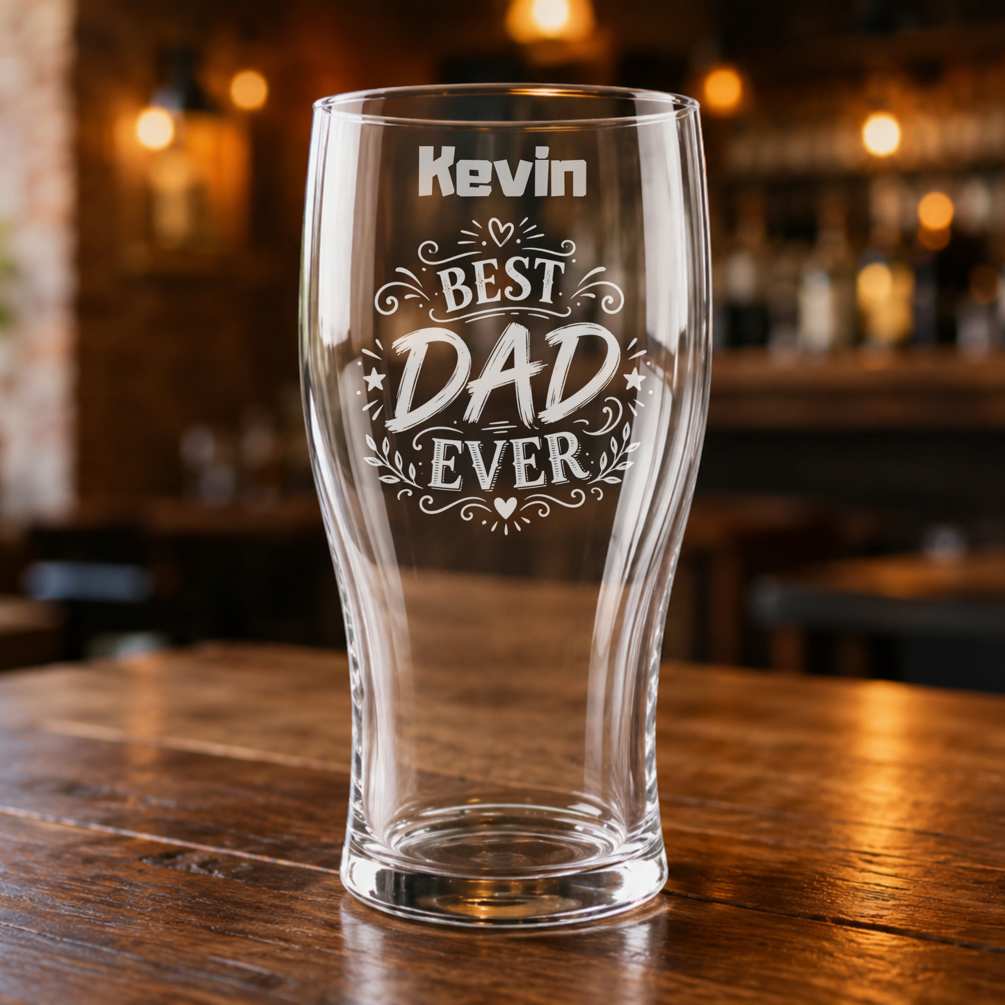 Personalized Engraved Beer Glass – Best Dad Ever – Custom Name Pint Glass