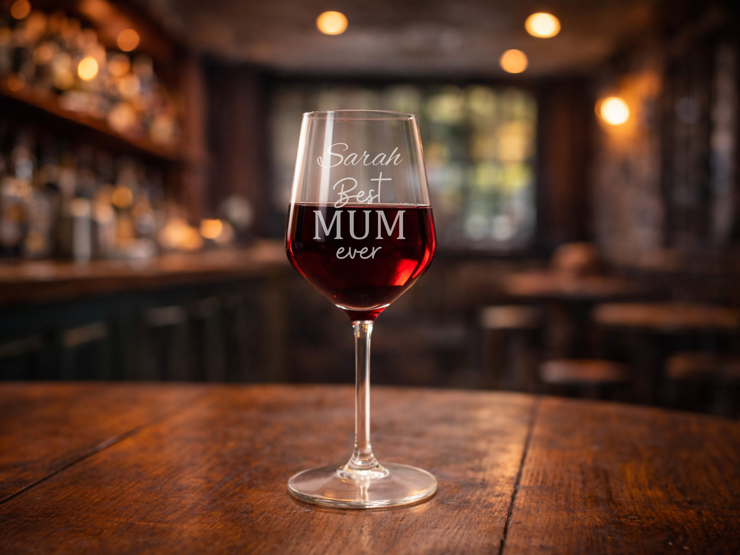 Personalised “Best Mum Ever” Wine Glass – Custom Engraved Gift for Mum