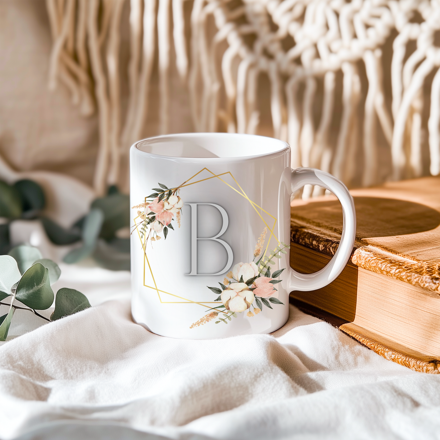 Personalised Floral Mug – Custom Name Gift